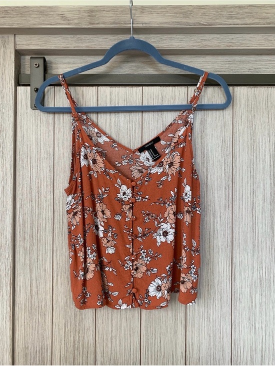 Forever 21 Tops - Forever 21 Rust Floral Button-Front Camisole